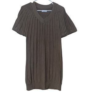 Calvin Klein Sweater Womens Knit Rope Flare Top/Dress Beige Sz Small L 30.5"